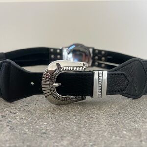 Elegant Black Belt with Silver Buckle